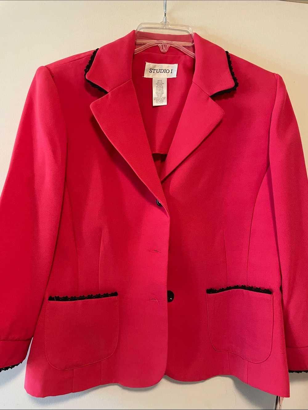 Studio I Hot Pink Blazer with Black Trim